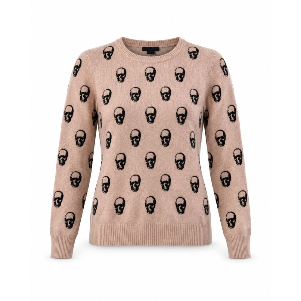 Chelsea & Theodore Cashmere SweaterHeather Pink Tan Beige Skulls